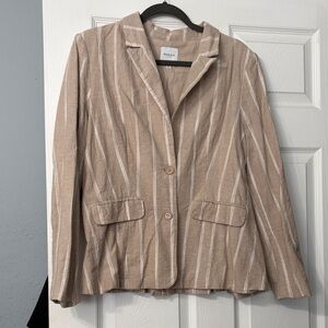 Gilli Tan and White Striped Notch Collar Blazer